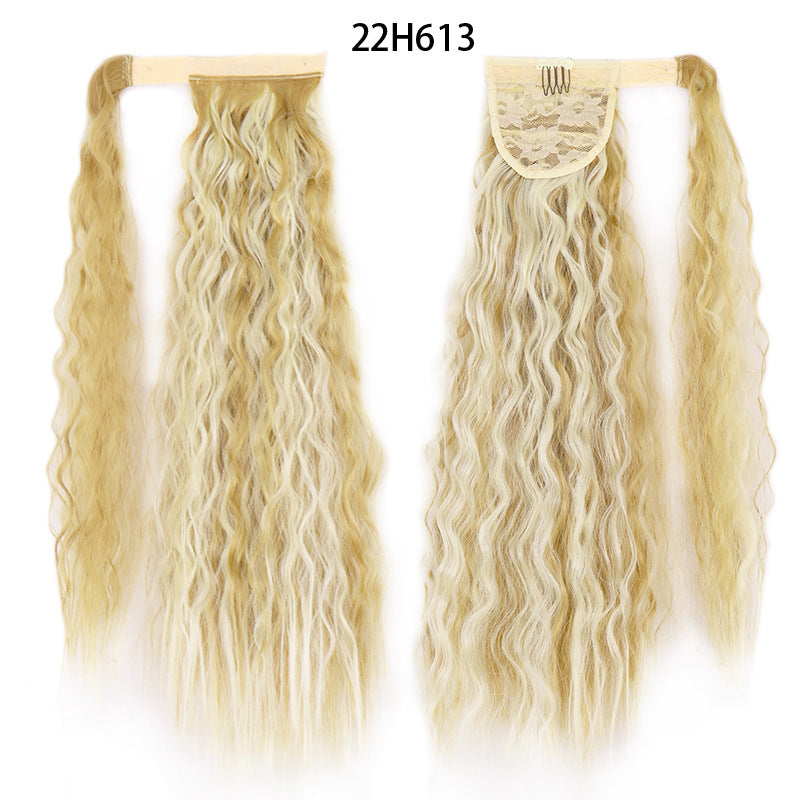 Water Wave Ponytail Wig – Velcro Wrap Synthetic High-Temperature Fiber