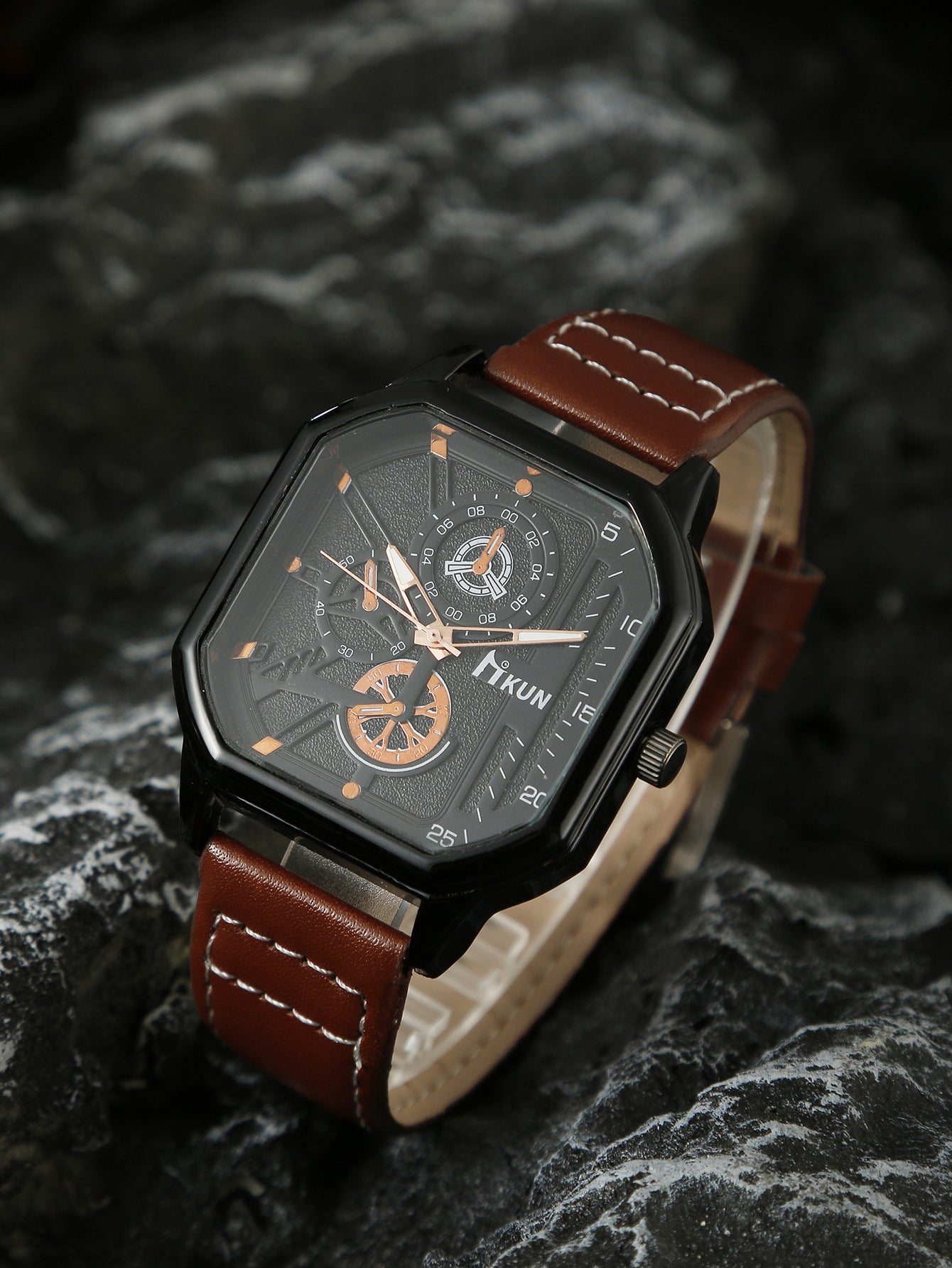 Double-Layer Square Shell Casual Men’s Watch Set – HZ Mobile