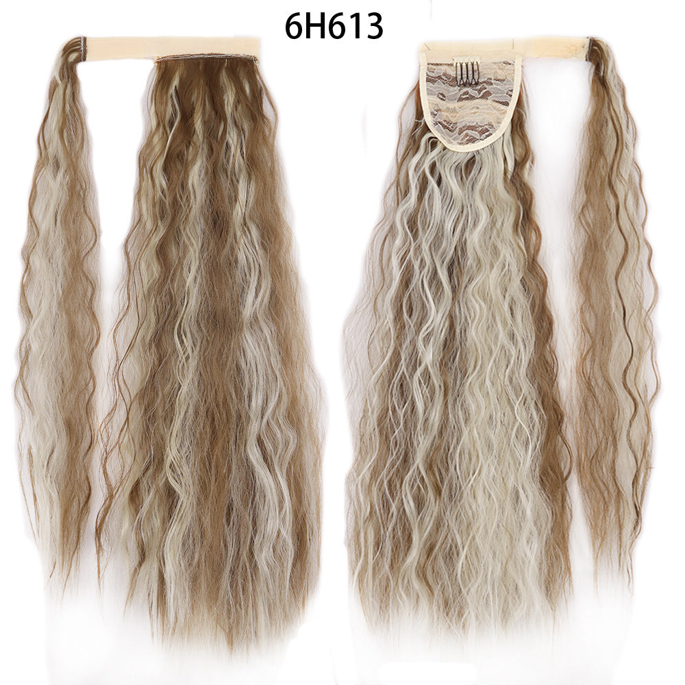 Water Wave Ponytail Wig – Velcro Wrap Synthetic High-Temperature Fiber