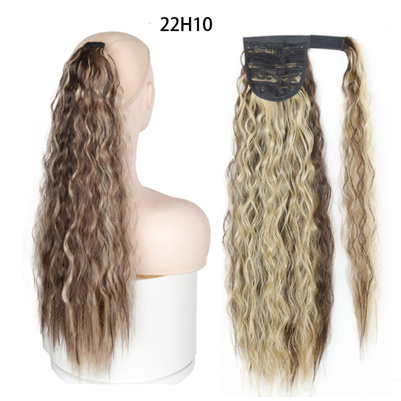 Water Wave Ponytail Wig – Velcro Wrap Synthetic High-Temperature Fiber