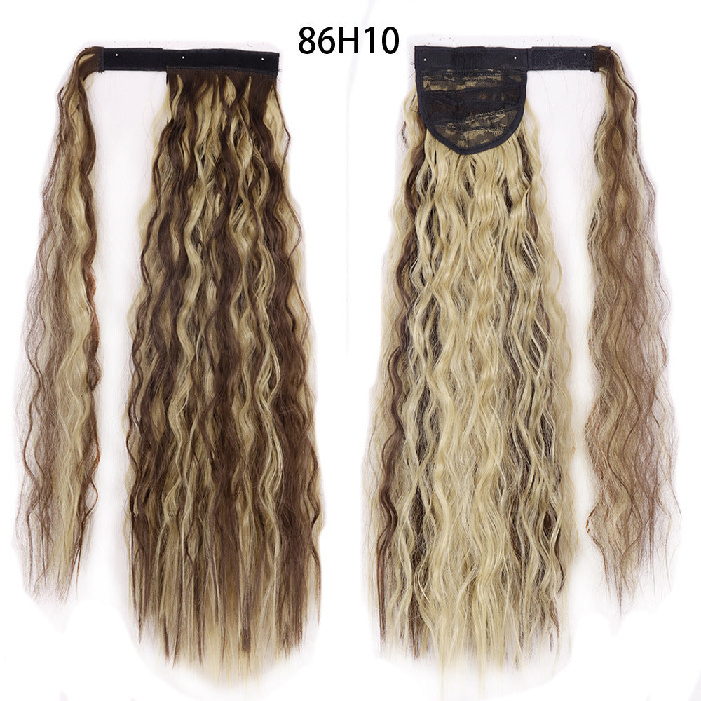 Water Wave Ponytail Wig – Velcro Wrap Synthetic High-Temperature Fiber