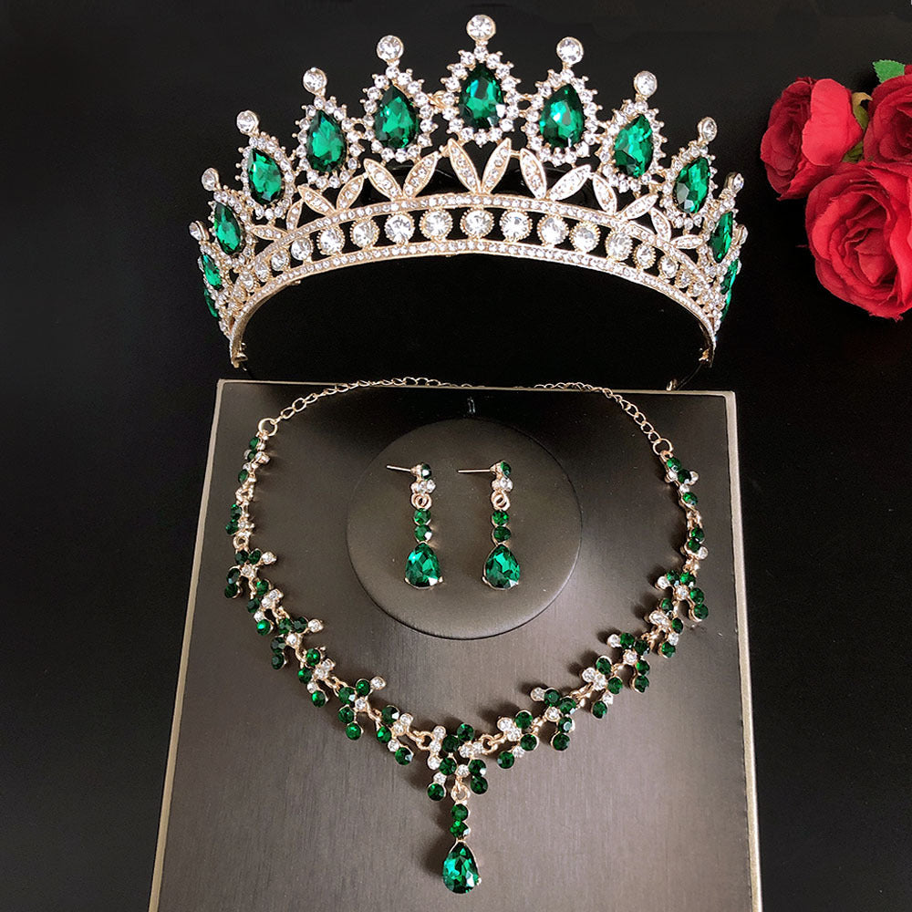 Royal Queen Bridal Jewelry Set – Luxury Wedding Tiara & Earrings Necklace Set for Women