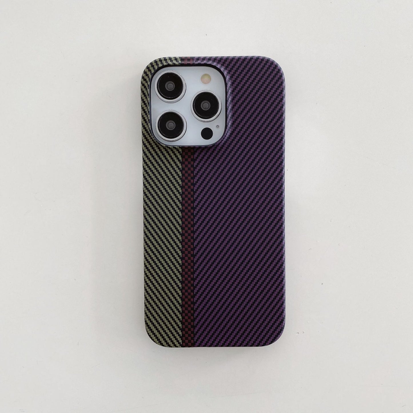 Carbon Fiber Striped iPhone Case – Hard Shell Protective Half Pack Phone Cover