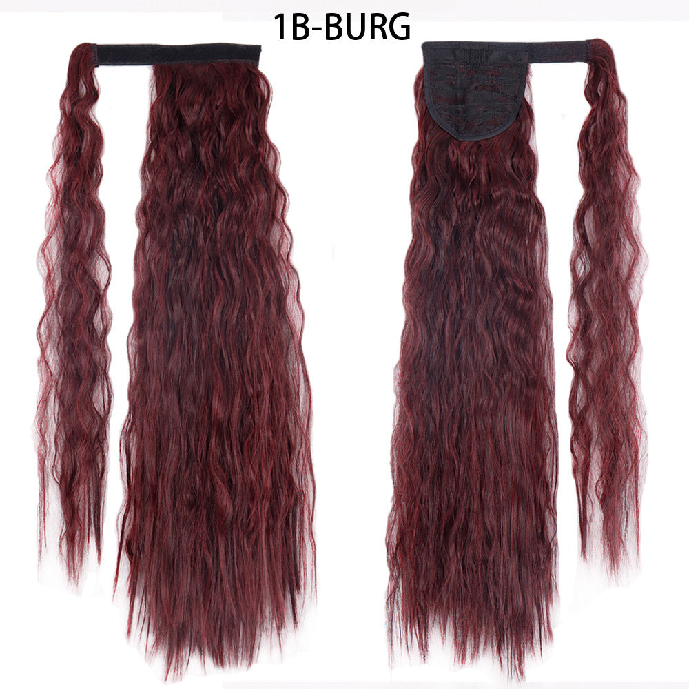 Water Wave Ponytail Wig – Velcro Wrap Synthetic High-Temperature Fiber