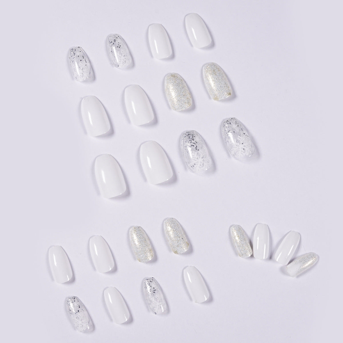 Ice Glitter Short Ballet False Nails – Sparkling Press-On Tips for DIY & Salon Nail Art