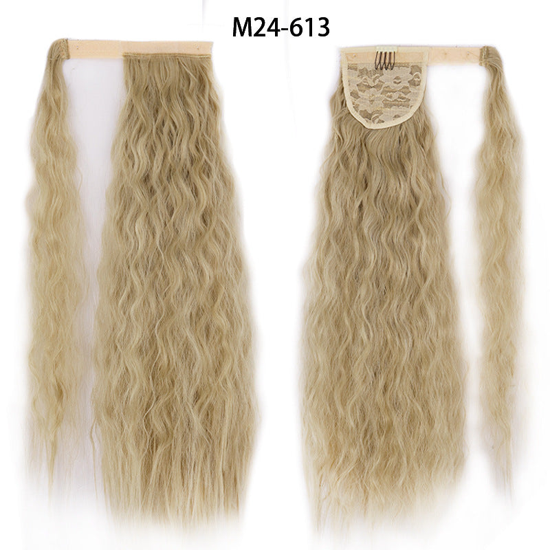 Water Wave Ponytail Wig – Velcro Wrap Synthetic High-Temperature Fiber
