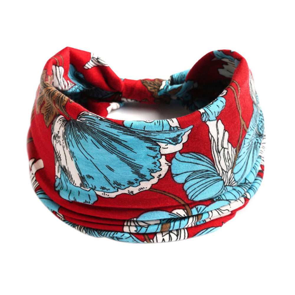 Bohemian Yoga Sports Headband – Cashew Print, Sweat-Absorbent & Non-Slip Elastic Hairband