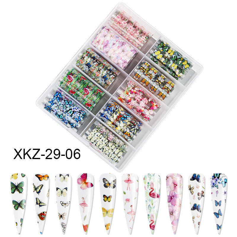 Butterfly & Star Nail Transfer Paper – Laser Foil Stickers for DIY European & American Nail Art