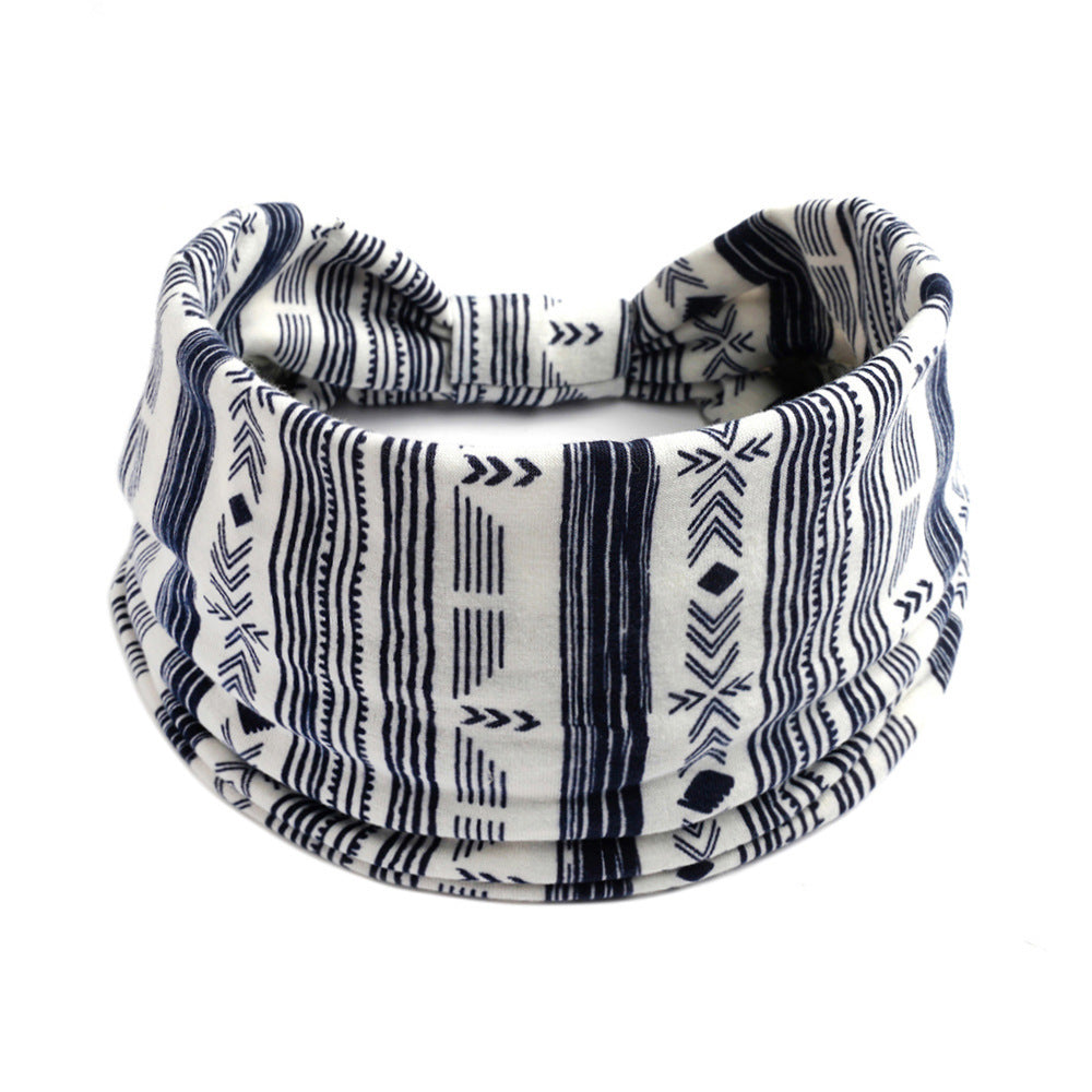 Bohemian Yoga Sports Headband – Cashew Print, Sweat-Absorbent & Non-Slip Elastic Hairband