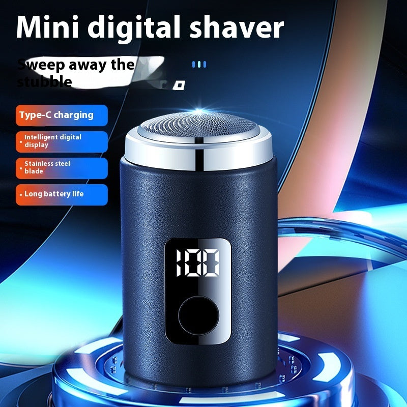 Mini Men’s Electric Shaver – Compact USB Rechargeable Razor with Power Display