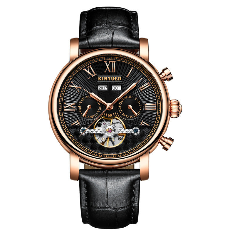 Automatic Mechanical Men’s Leather Hollow-Out Watch – HZ Mobile