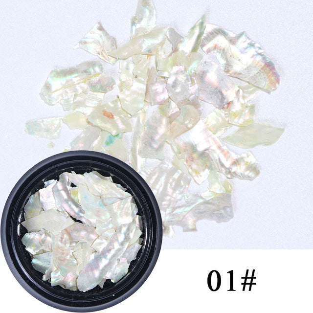 Nail Shell Ornaments – Iridescent Crushed Shell Flakes for DIY Acrylic & Gel Nail Art