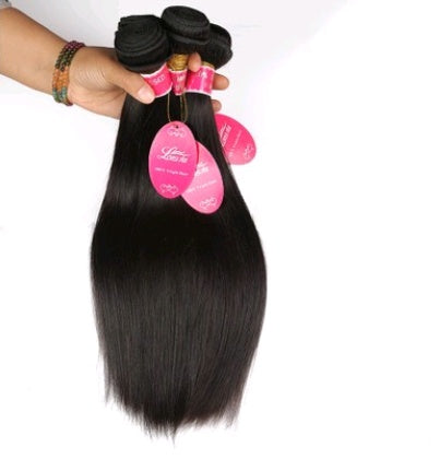 Real Human Hair Straight Wave Extensions – Natural Color Weave Bundles & Wig Hair Curtain