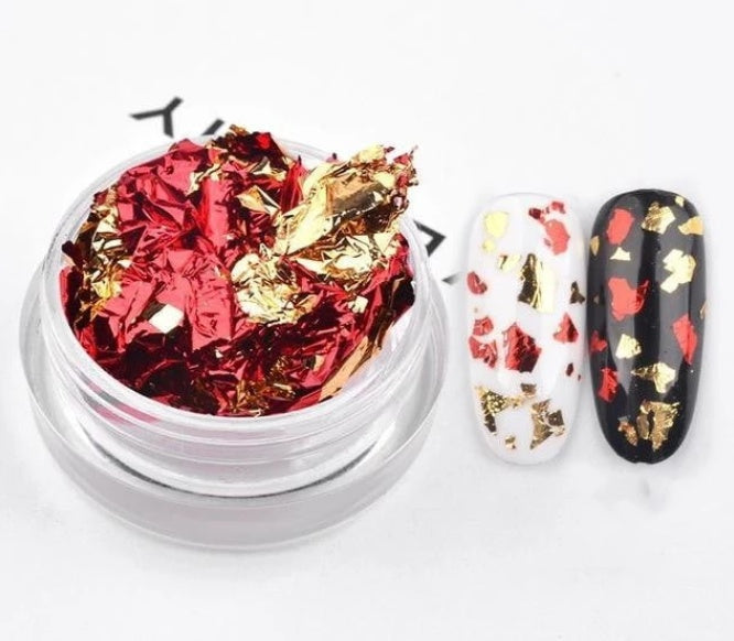 Tin Foil Nail Art Fragments – Metallic Nail Jewelry Flakes for DIY Acrylic & Gel Designs