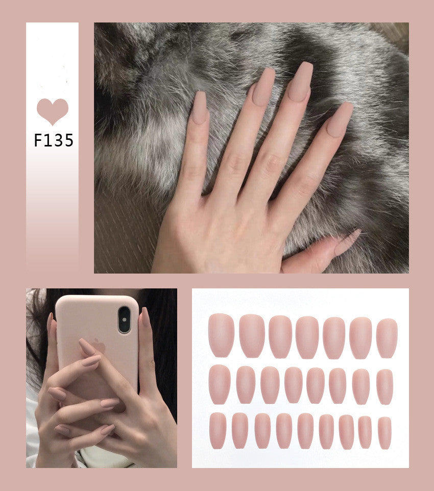 Nail Art Scrub Ballet Fake Nails – Matte Textured Press-On Tips for DIY & Salon Manicure
