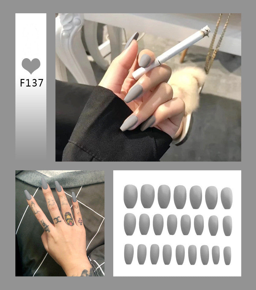 Nail Art Scrub Ballet Fake Nails – Matte Textured Press-On Tips for DIY & Salon Manicure