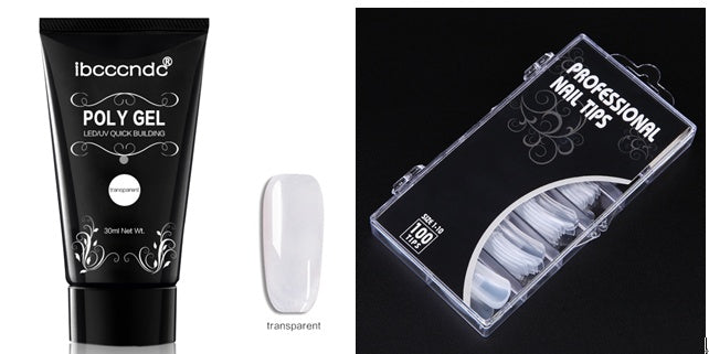 100 Pcs Crystal Nail Extension Tips – Painless & Rapid Build with Crystal Glue, Scaled Nail Forms