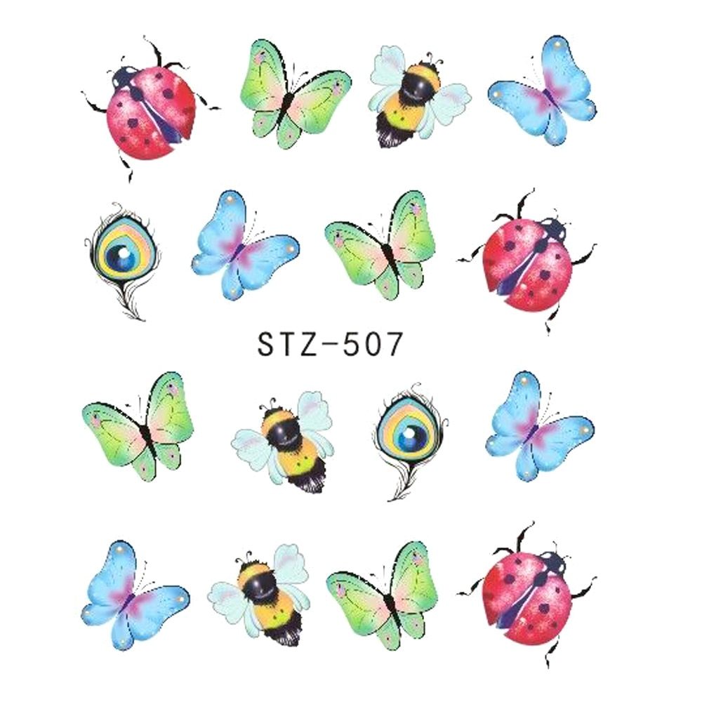 Butterfly & Flower Nail Sticker – 1pc Water Transfer Decal Slider for Nail Art & Manicure Wraps (JISTZ508)