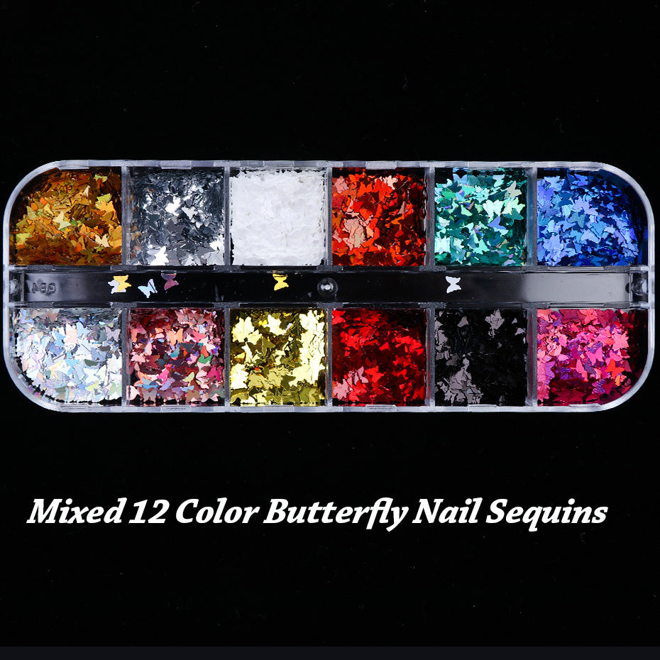Symphony Butterfly Sequin Nail Decorations – Iridescent Glitter Flakes for DIY Acrylic & Gel Nails