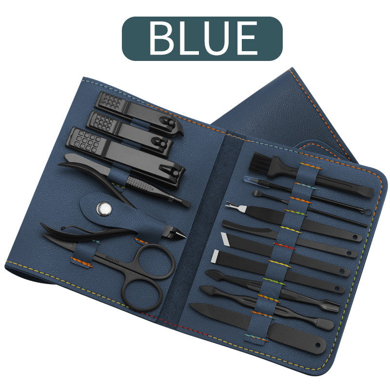 16pcs Professional Manicure & Pedicure Set – Nail Clippers, Trimmers, Ear Pick & Grooming Tools with Travel Case