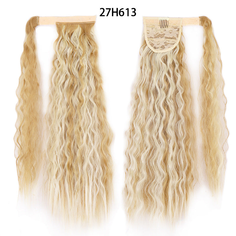 Water Wave Ponytail Wig – Velcro Wrap Synthetic High-Temperature Fiber