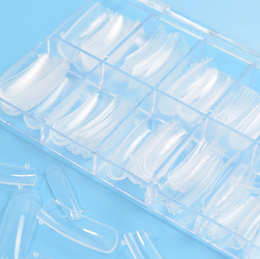 100 Pcs Crystal Transparent False Nails with Solid-State Extension Glue – Easy DIY Nail Extensions