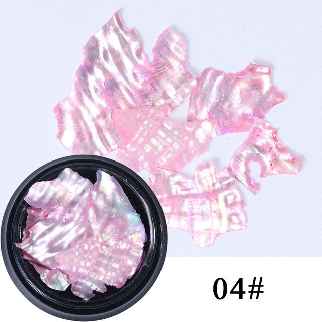 Nail Shell Ornaments – Iridescent Crushed Shell Flakes for DIY Acrylic & Gel Nail Art