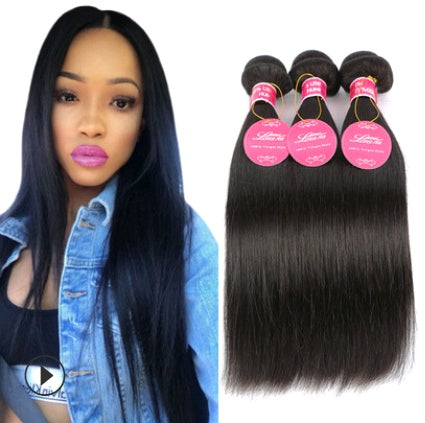 Real Human Hair Straight Wave Extensions – Natural Color Weave Bundles & Wig Hair Curtain