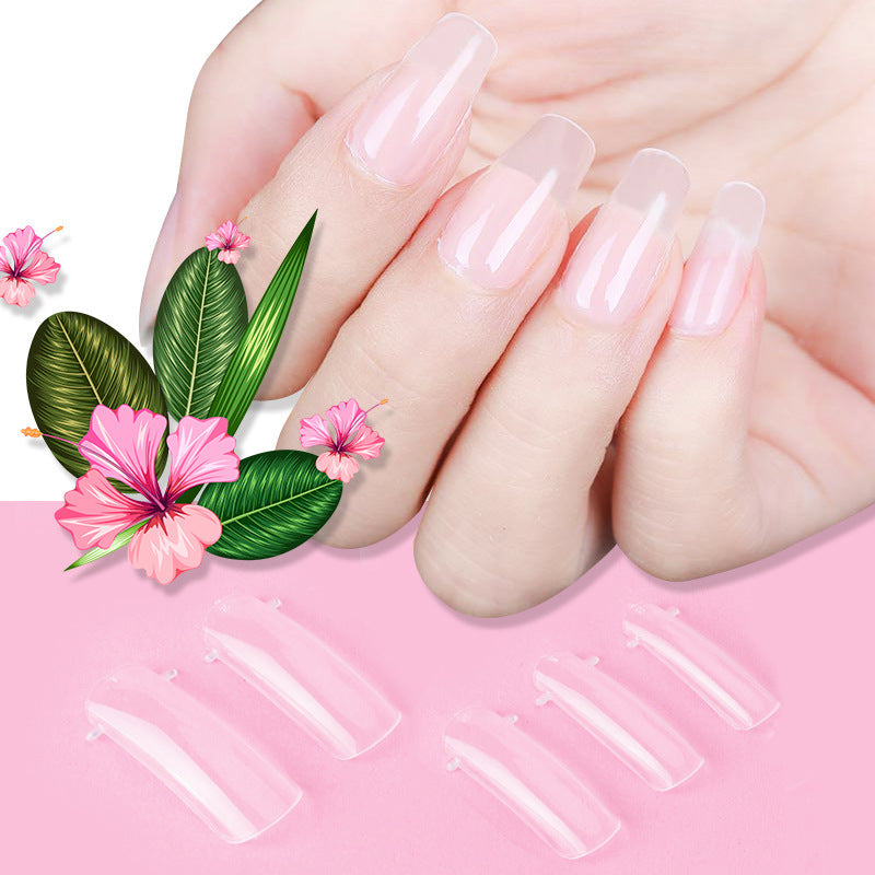 100 Pcs Crystal Transparent False Nails with Solid-State Extension Glue – Easy DIY Nail Extensions