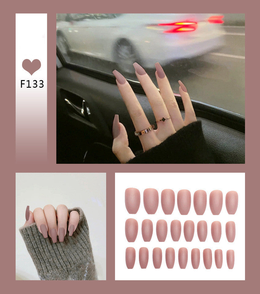 Nail Art Scrub Ballet Fake Nails – Matte Textured Press-On Tips for DIY & Salon Manicure
