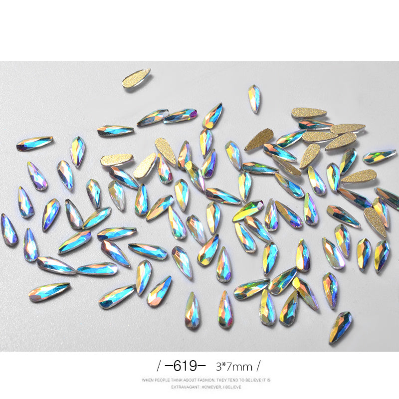 10 Pcs 3D Water Drop Rhinestones – Glitter Nail Art Decorations for DIY & Professional Manicure
