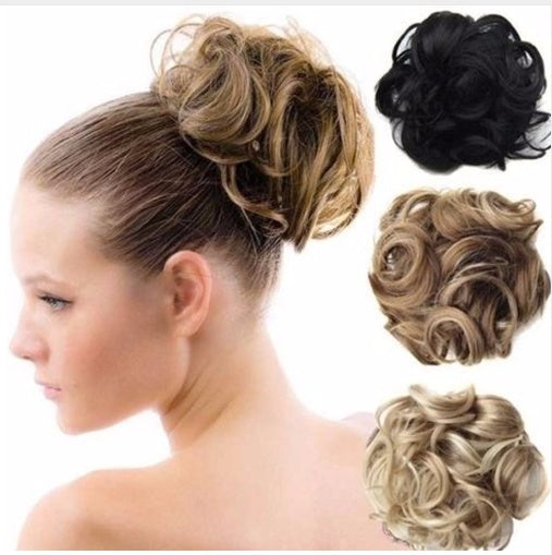 Fluffy Curly Hair Bun with Drawstring – Natural Look Hair Ring & Bun Maker for Women