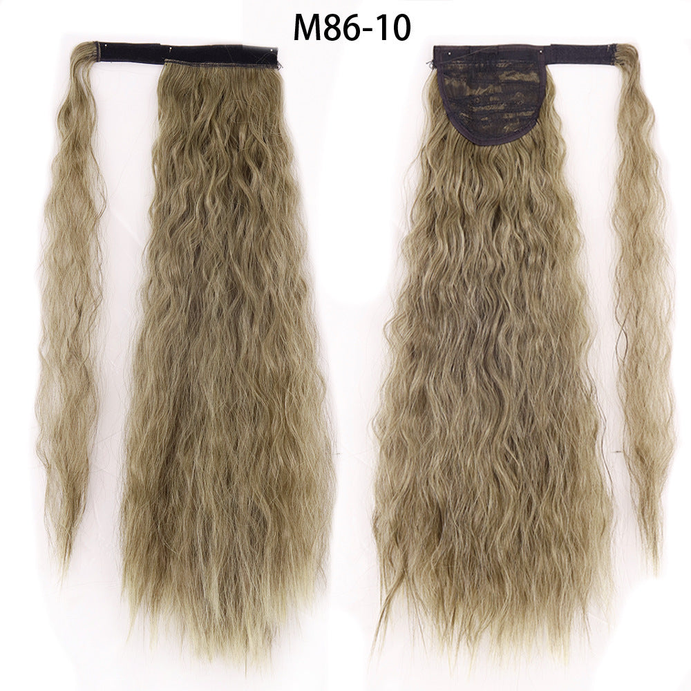 Water Wave Ponytail Wig – Velcro Wrap Synthetic High-Temperature Fiber