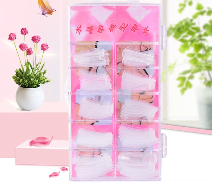 100 Pcs Crystal Transparent False Nails with Solid-State Extension Glue – Easy DIY Nail Extensions