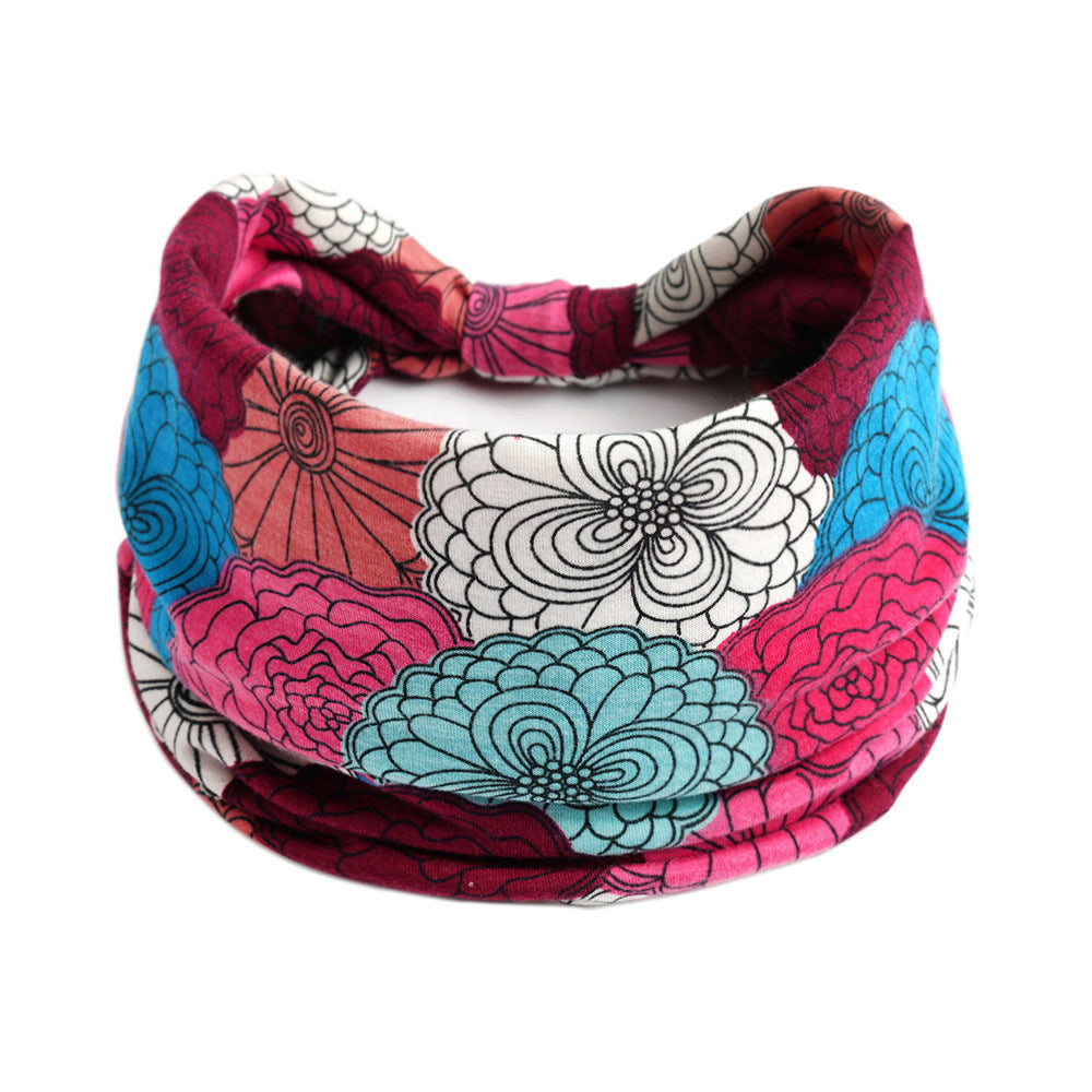 Bohemian Yoga Sports Headband – Cashew Print, Sweat-Absorbent & Non-Slip Elastic Hairband