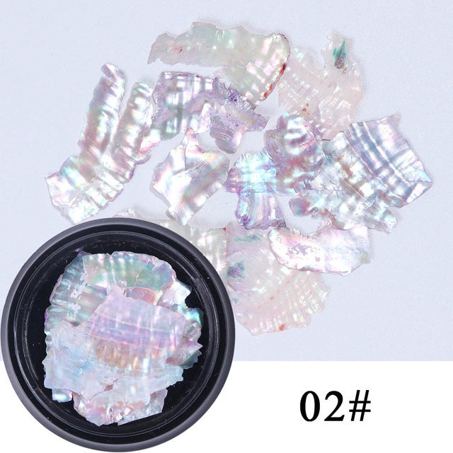 Nail Shell Ornaments – Iridescent Crushed Shell Flakes for DIY Acrylic & Gel Nail Art