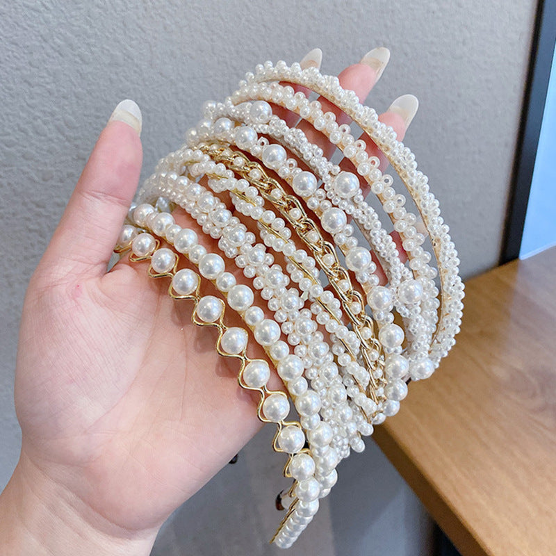 Thin Pearl Headband – Elegant Hair Accessory for Weddings, Parties & Daily Wear