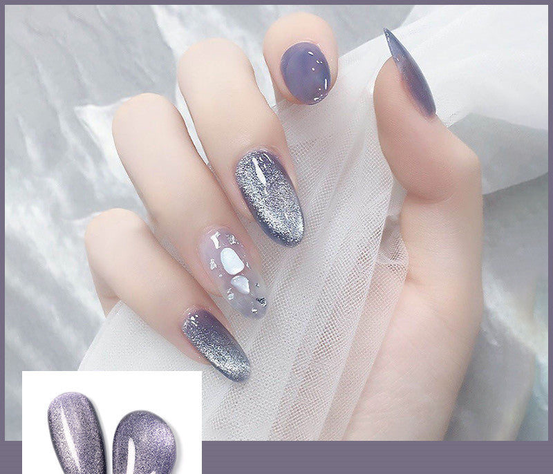 Milk Tea Crystal Cat Eye Nail Polish – Magnetic Gel Polish with Shimmer Stone Effect
