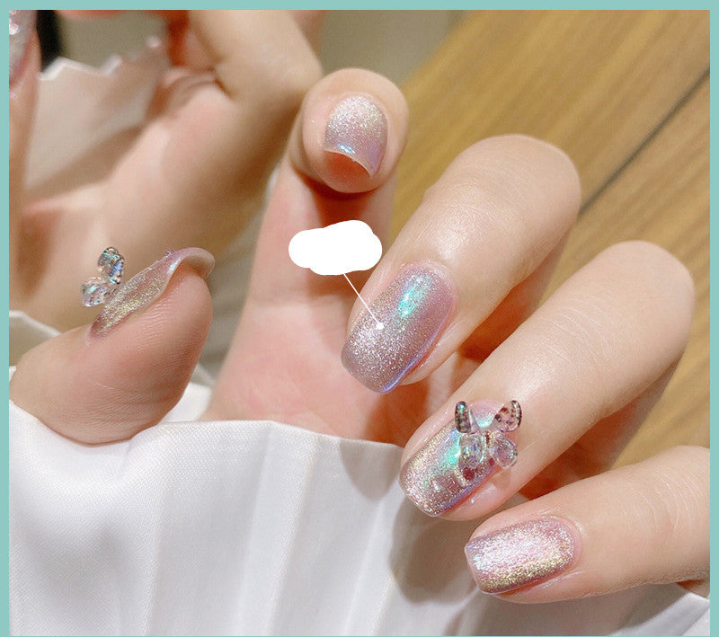 Milk Tea Crystal Cat Eye Nail Polish – Magnetic Gel Polish with Shimmer Stone Effect