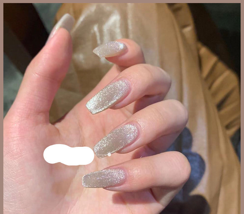 Milk Tea Crystal Cat Eye Nail Polish – Magnetic Gel Polish with Shimmer Stone Effect