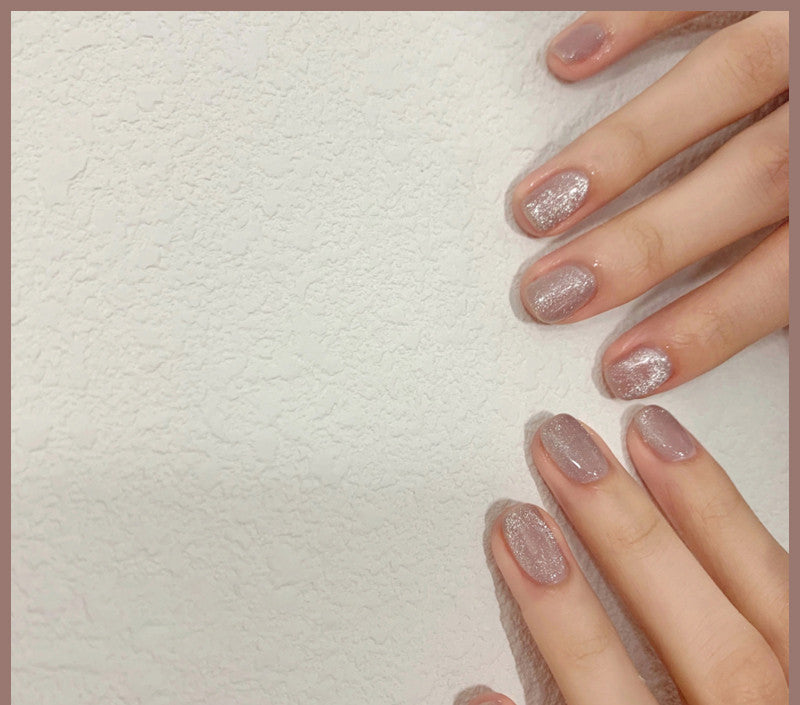 Milk Tea Crystal Cat Eye Nail Polish – Magnetic Gel Polish with Shimmer Stone Effect