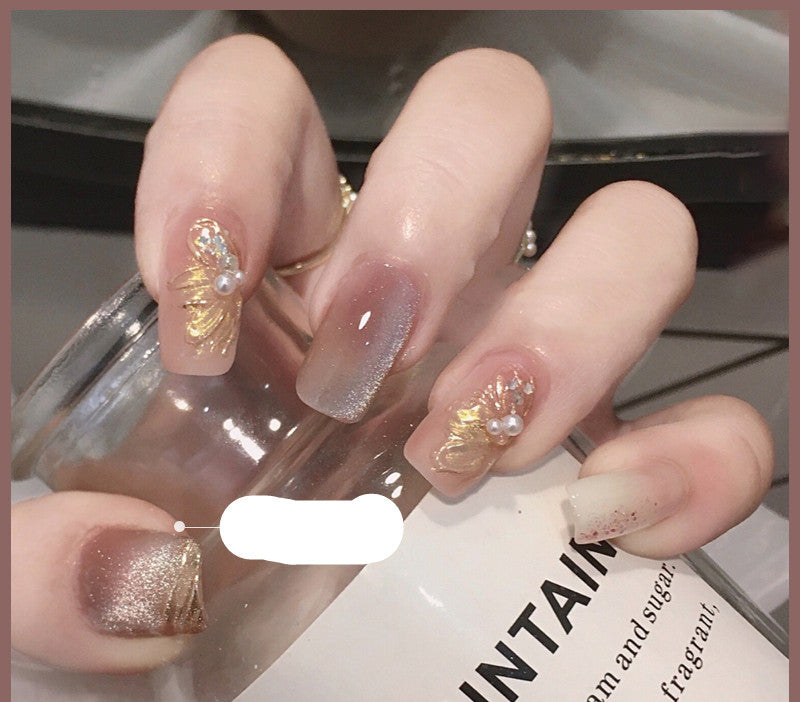 Milk Tea Crystal Cat Eye Nail Polish – Magnetic Gel Polish with Shimmer Stone Effect
