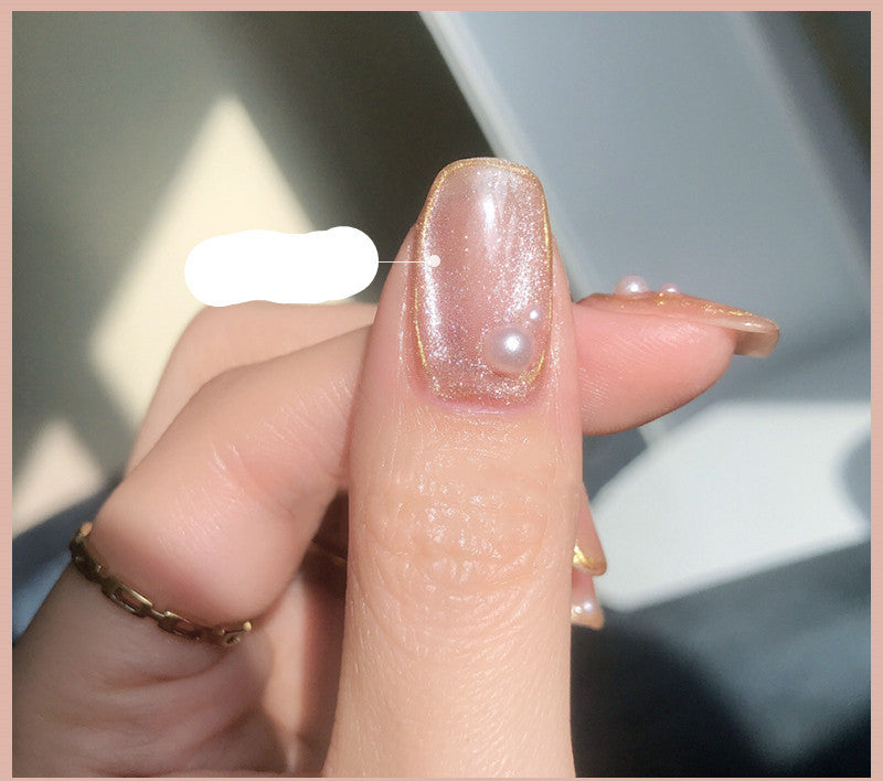 Milk Tea Crystal Cat Eye Nail Polish – Magnetic Gel Polish with Shimmer Stone Effect