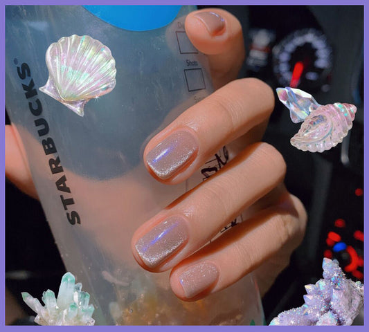 Milk Tea Crystal Cat Eye Nail Polish – Magnetic Gel Polish with Shimmer Stone Effect