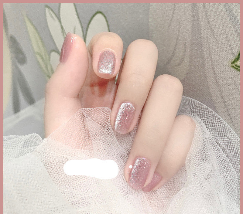 Milk Tea Crystal Cat Eye Nail Polish – Magnetic Gel Polish with Shimmer Stone Effect