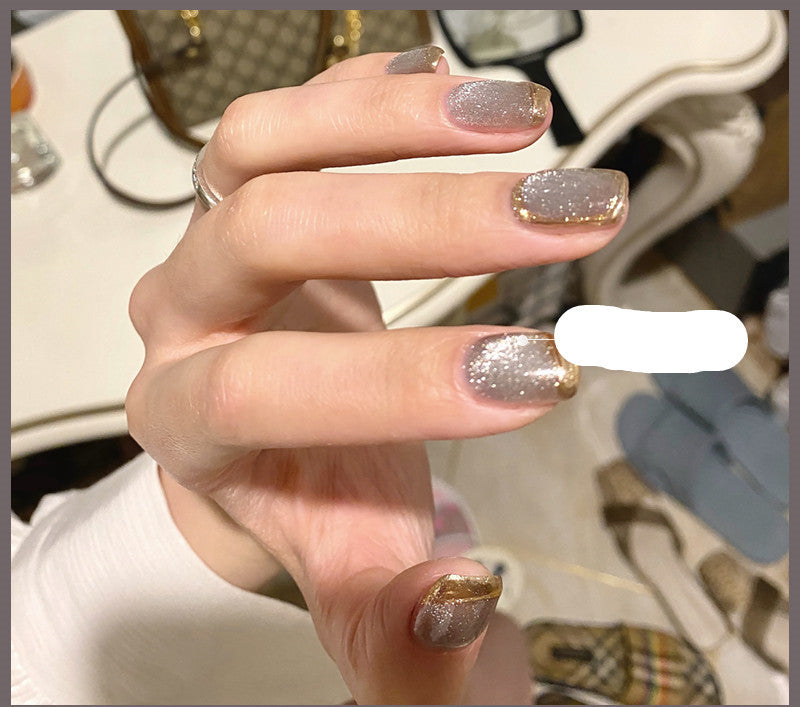 Milk Tea Crystal Cat Eye Nail Polish – Magnetic Gel Polish with Shimmer Stone Effect
