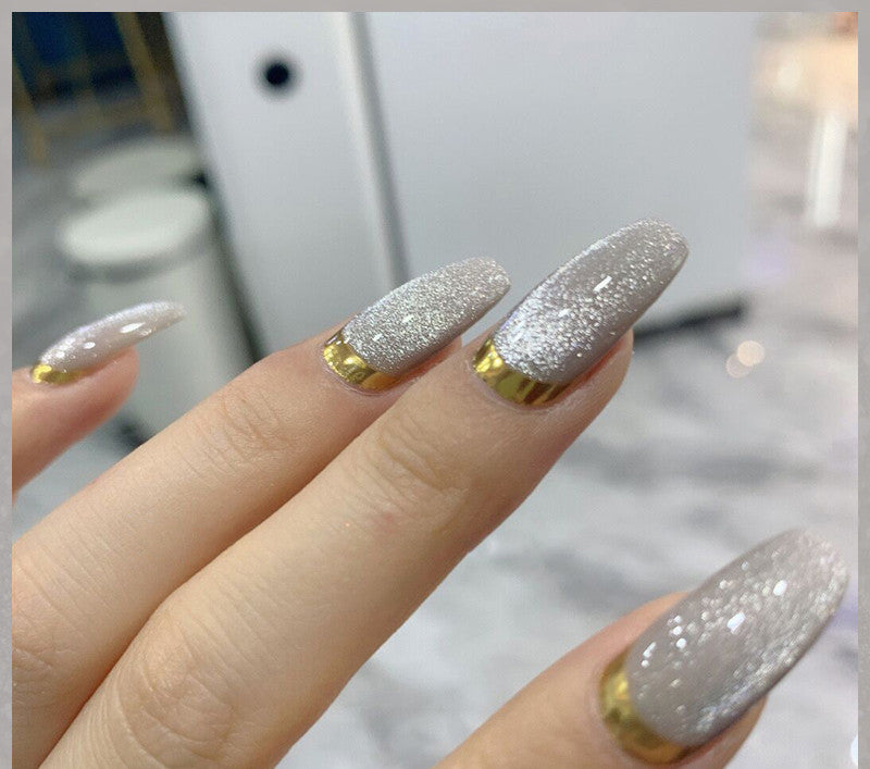 Milk Tea Crystal Cat Eye Nail Polish – Magnetic Gel Polish with Shimmer Stone Effect