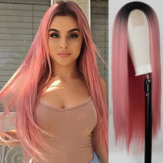 Ombre Long Straight Wig – Natural Fade Synthetic / Human Hair Options
