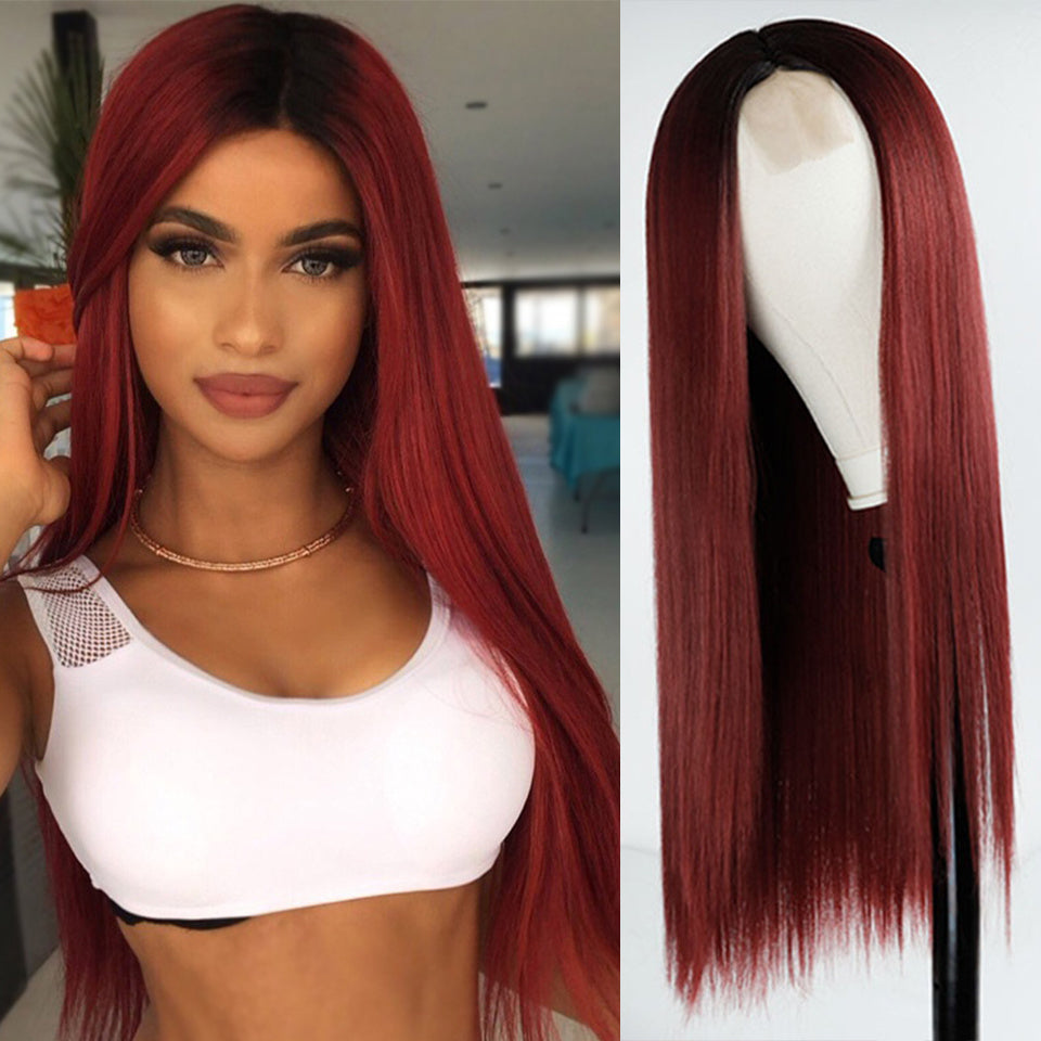 Ombre Long Straight Wig – Natural Fade Synthetic / Human Hair Options