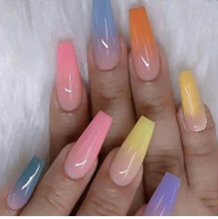 Long Ballet Fake Nails – Flat & Pointed Water Drop Design Press-On Tips for DIY & Salon Manicure